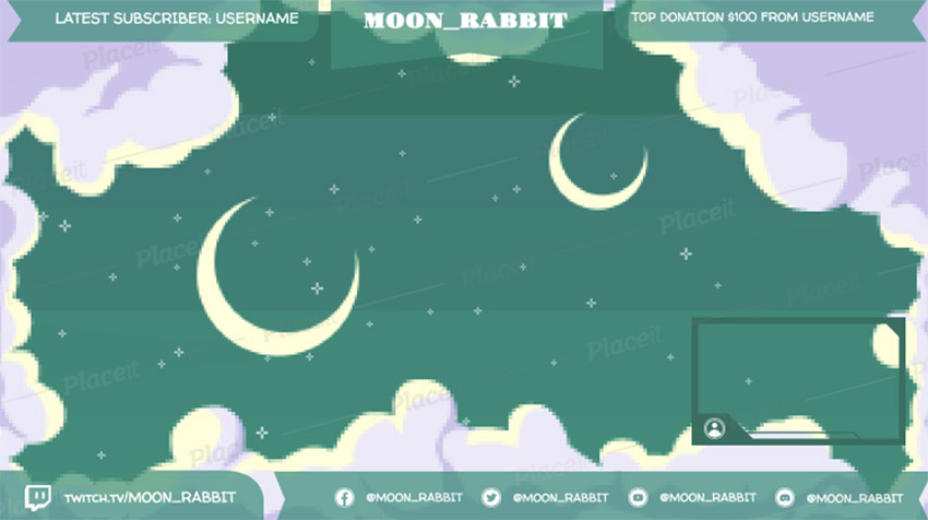 Twitch Overlay Maker with a Night Sky Pixel Art Background